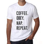 Coffee Obey Nap Repeat Mens Short Sleeve Round Neck T-Shirt 00058 - White / S - Casual