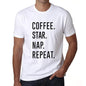 Coffee Star Nap Repeat Mens Short Sleeve Round Neck T-Shirt 00058 - White / S - Casual