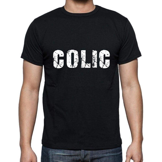 Colic Mens Short Sleeve Round Neck T-Shirt 5 Letters Black Word 00006 - Casual