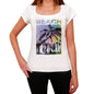 Coral Beach Name Palm White Womens Short Sleeve Round Neck T-Shirt 00287 - White / Xs - Casual