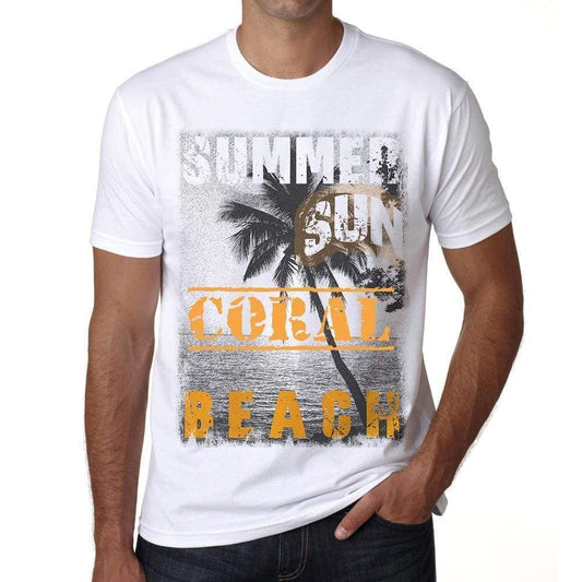 Coral Mens Short Sleeve Round Neck T-Shirt - Casual