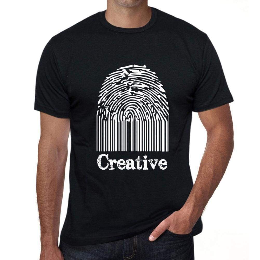 Creative Fingerprint Black Mens Short Sleeve Round Neck T-Shirt Gift T-Shirt 00308 - Black / S - Casual