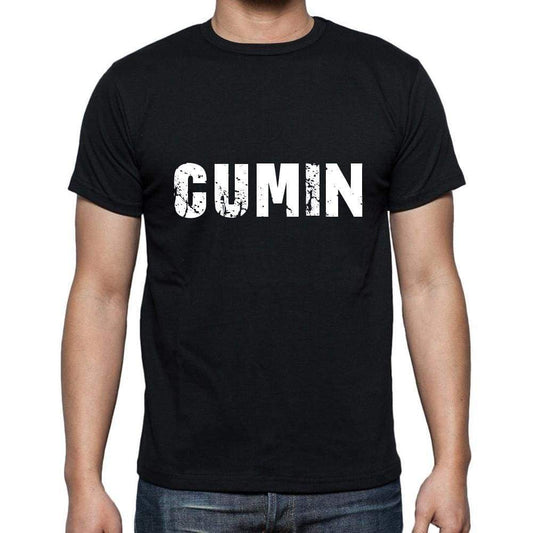 Cumin Mens Short Sleeve Round Neck T-Shirt 5 Letters Black Word 00006 - Casual