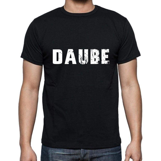 Daube Mens Short Sleeve Round Neck T-Shirt 5 Letters Black Word 00006 - Casual
