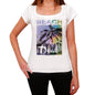 Deal Beach Name Palm White Womens Short Sleeve Round Neck T-Shirt 00287 - White / Xs - Casual