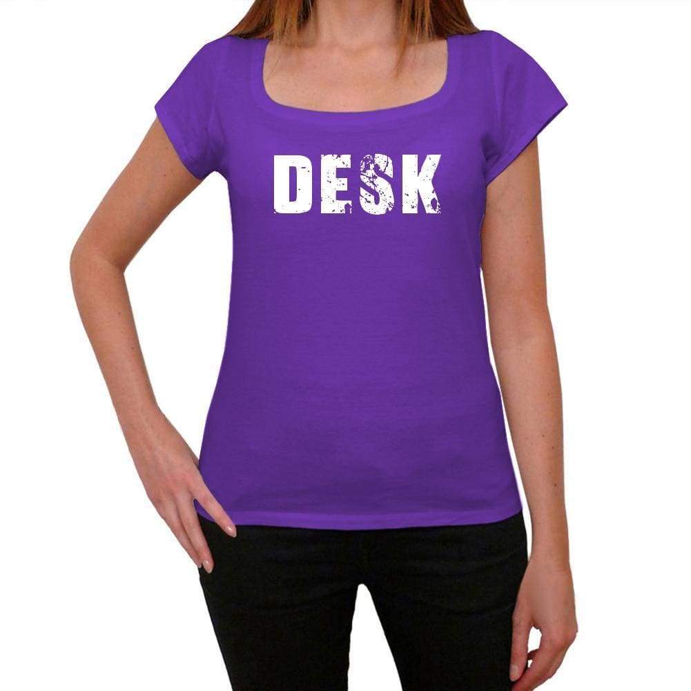 Desk Purple Womens Short Sleeve Round Neck T-Shirt 00041 - Purple / Xs - Casual