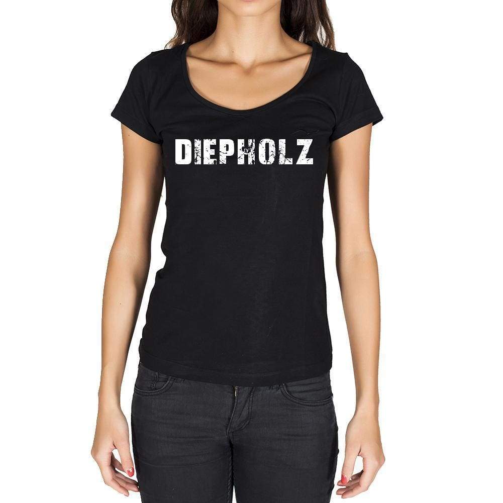 Diepholz German Cities Black Womens Short Sleeve Round Neck T-Shirt 00002 - Casual