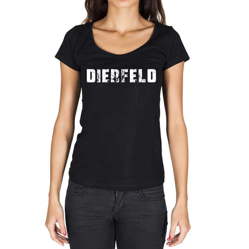 Dierfeld German Cities Black Womens Short Sleeve Round Neck T-Shirt 00002 - Casual