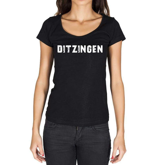 Ditzingen German Cities Black Womens Short Sleeve Round Neck T-Shirt 00002 - Casual