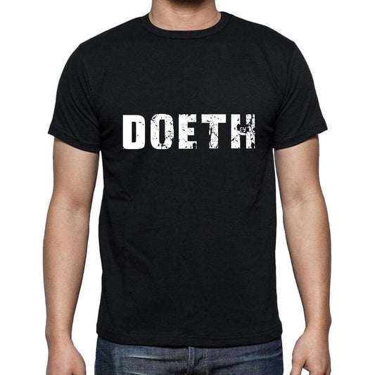 Doeth Mens Short Sleeve Round Neck T-Shirt 5 Letters Black Word 00006 - Casual