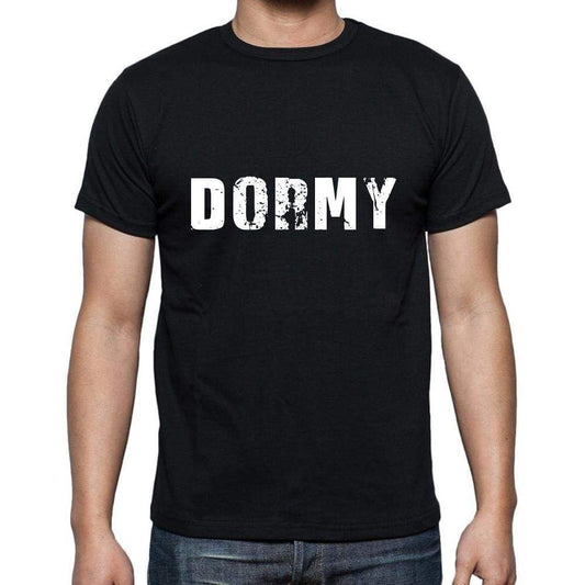 Dormy Mens Short Sleeve Round Neck T-Shirt 5 Letters Black Word 00006 - Casual