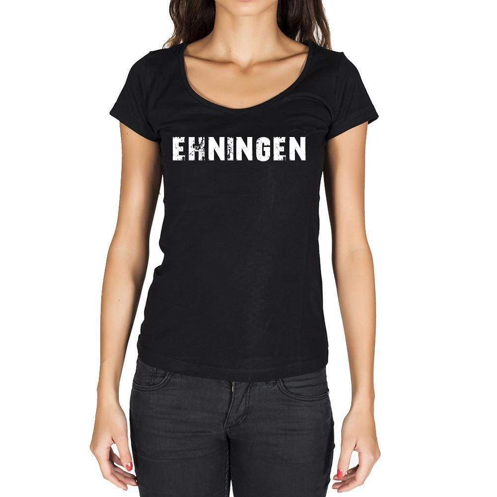 Ehningen German Cities Black Womens Short Sleeve Round Neck T-Shirt 00002 - Casual