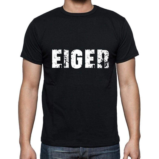 Eiger Mens Short Sleeve Round Neck T-Shirt 5 Letters Black Word 00006 - Casual