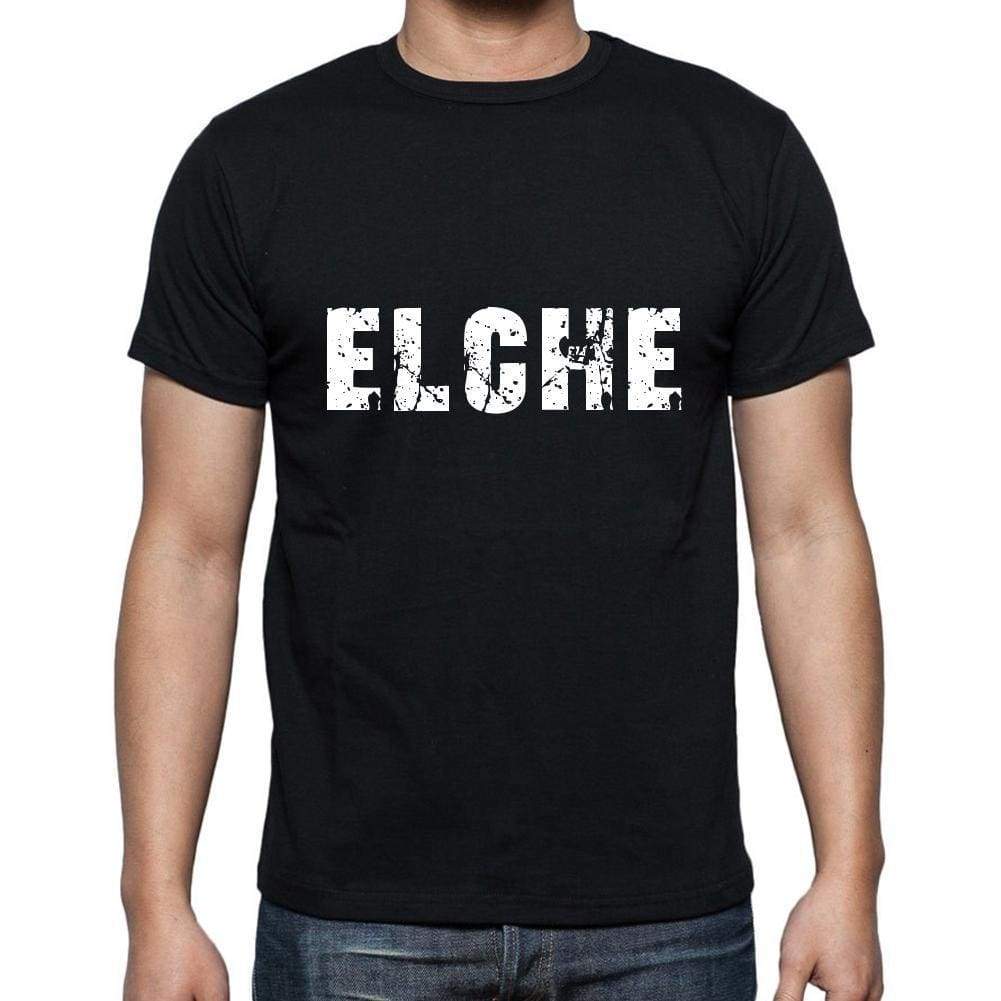 Elche Mens Short Sleeve Round Neck T-Shirt 5 Letters Black Word 00006 - Casual