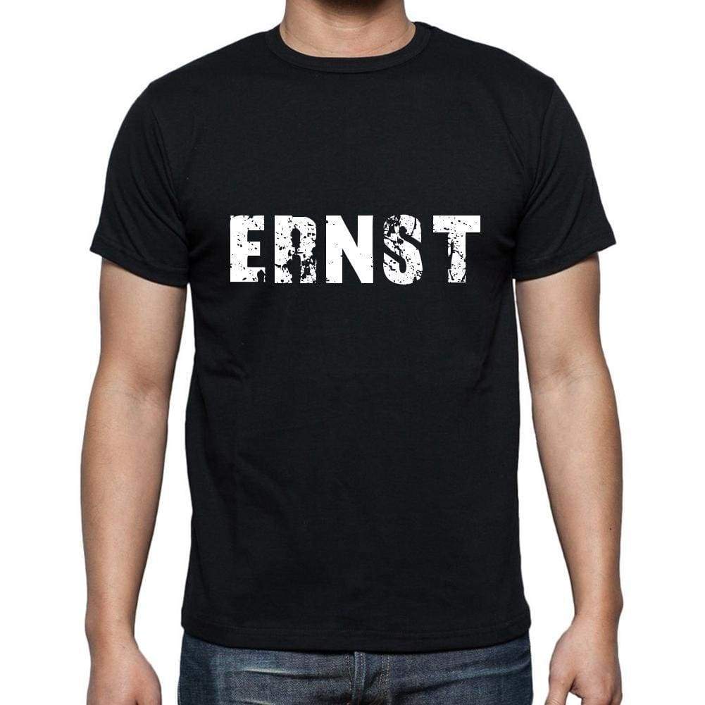 Ernst Mens Short Sleeve Round Neck T-Shirt 5 Letters Black Word 00006 - Casual