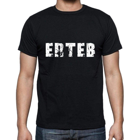 Erteb Mens Short Sleeve Round Neck T-Shirt 5 Letters Black Word 00006 - Casual