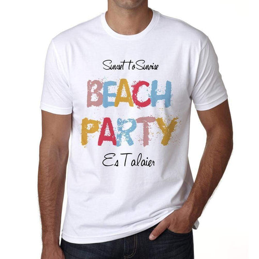 Es Talaier Beach Party White Mens Short Sleeve Round Neck T-Shirt 00279 - White / S - Casual