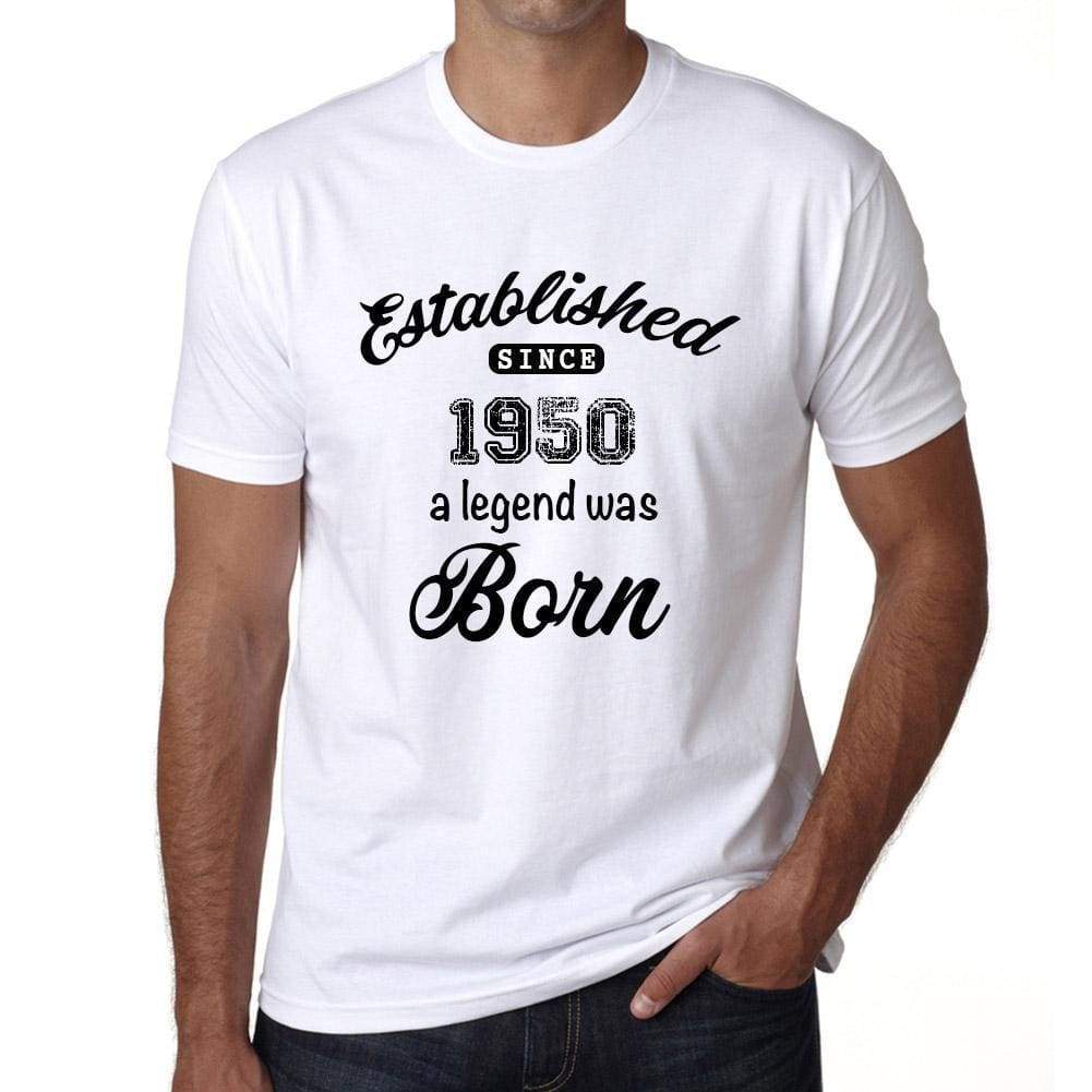 Established Since 1950 Mens Short Sleeve Round Neck T-Shirt 00095 - White / S - Casual