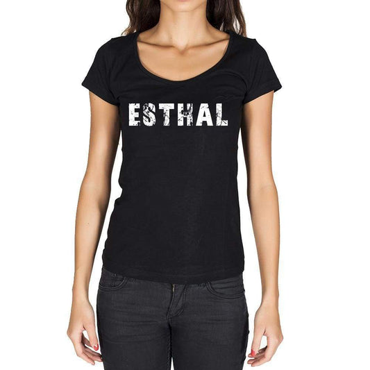 Esthal German Cities Black Womens Short Sleeve Round Neck T-Shirt 00002 - Casual