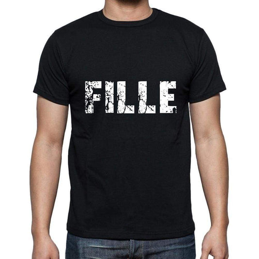 Fille Mens Short Sleeve Round Neck T-Shirt 5 Letters Black Word 00006 - Casual