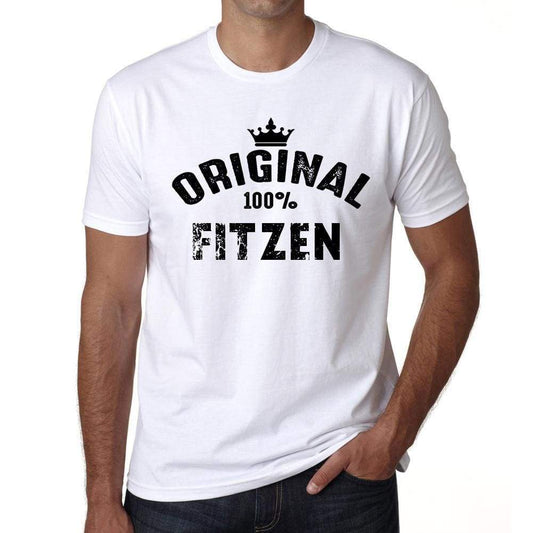 Fitzen 100% German City White Mens Short Sleeve Round Neck T-Shirt 00001 - Casual
