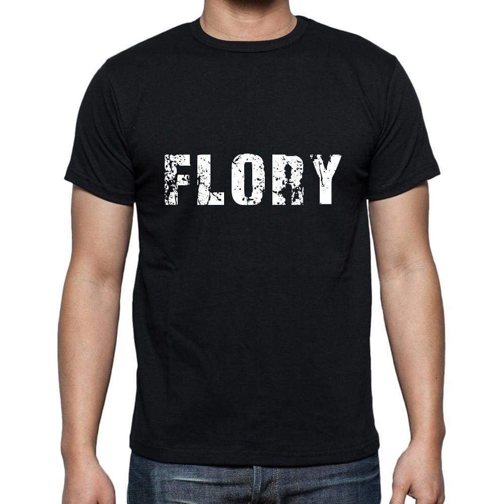 Flory Mens Short Sleeve Round Neck T-Shirt 5 Letters Black Word 00006 - Casual