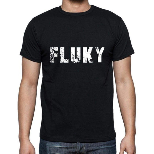 Fluky Mens Short Sleeve Round Neck T-Shirt 5 Letters Black Word 00006 - Casual