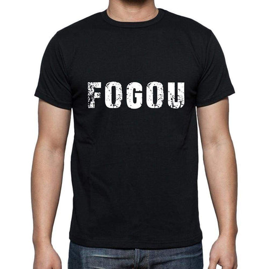 Fogou Mens Short Sleeve Round Neck T-Shirt 5 Letters Black Word 00006 - Casual