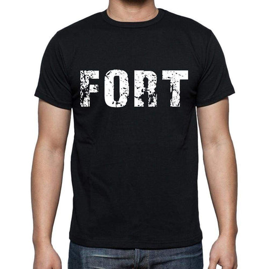 Fort Mens Short Sleeve Round Neck T-Shirt 4 Letters Black - Casual