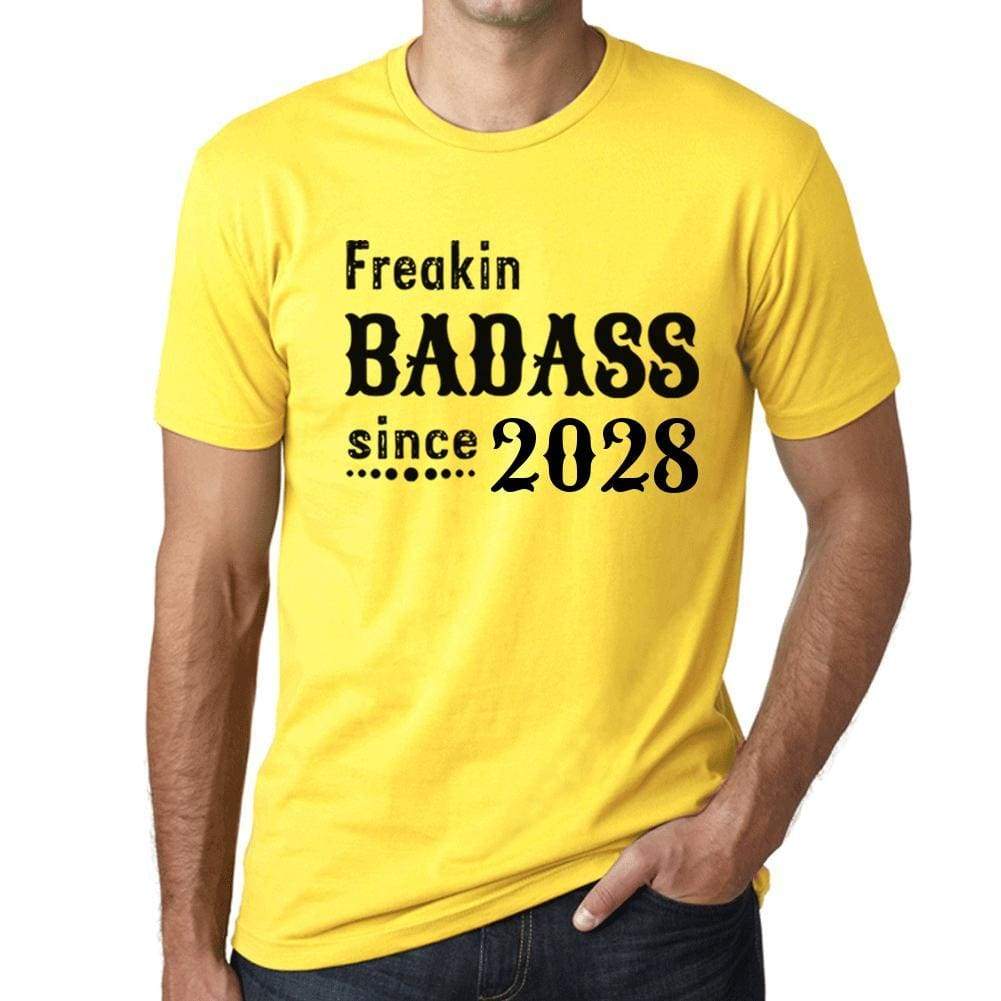 Freakin Badass Since 2028 Mens T-Shirt Yellow Birthday Gift 00396 - Yellow / Xs - Casual