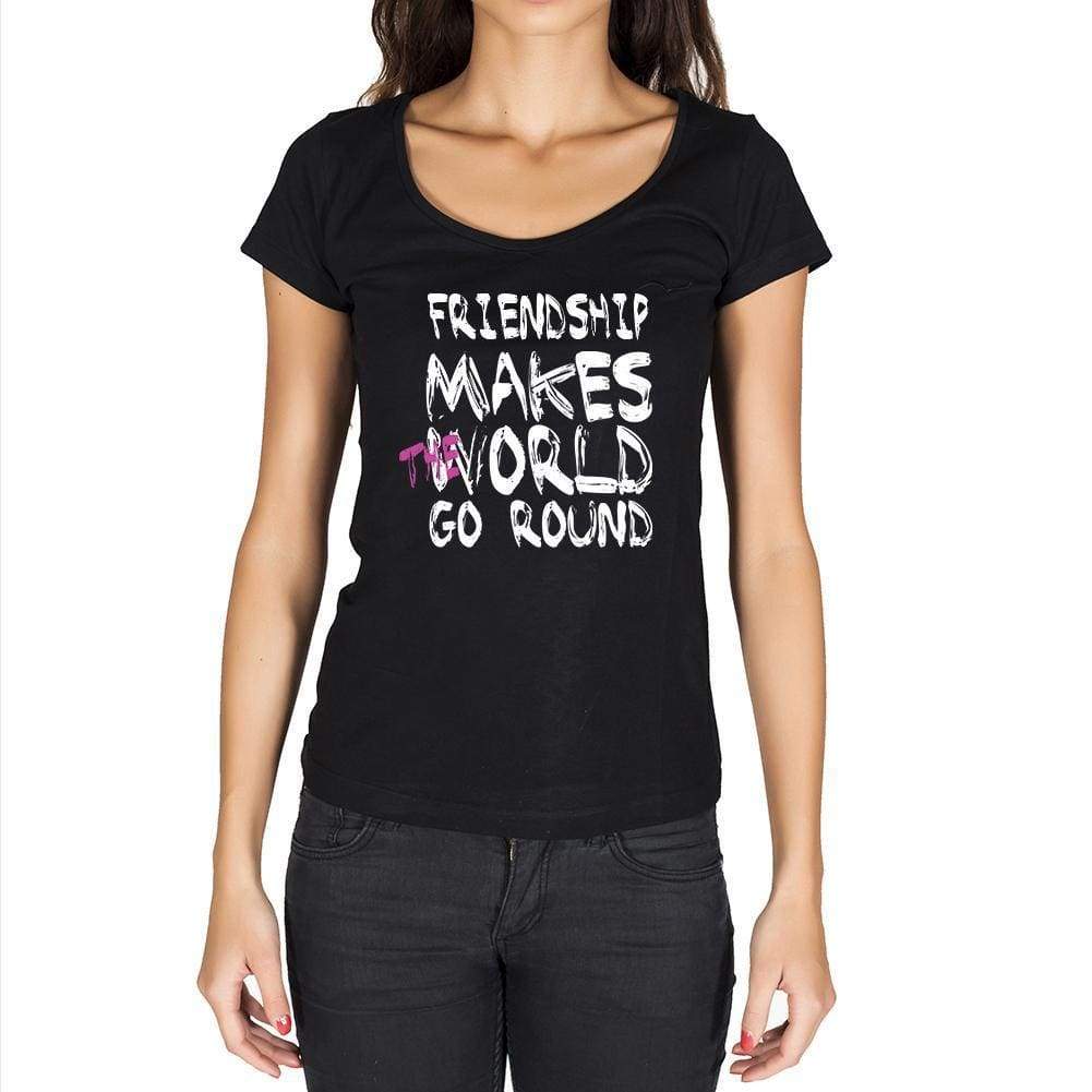 Friendship World Goes Round Womens Short Sleeve Round Neck T-Shirt 00081 - Black / Xs - Casual