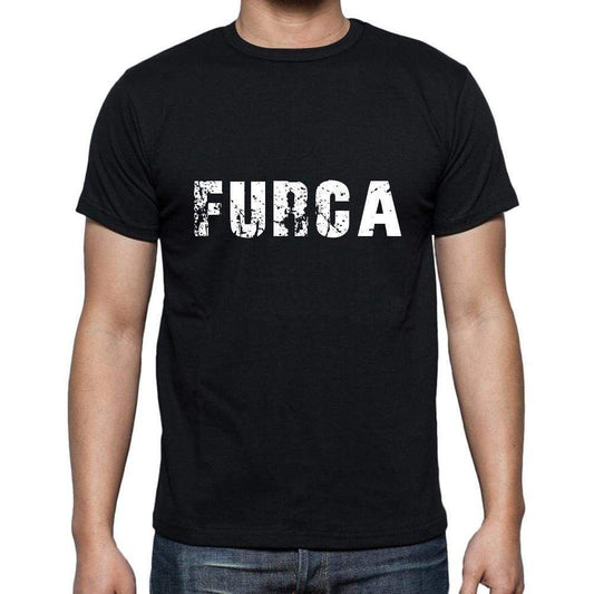 Furca Mens Short Sleeve Round Neck T-Shirt 5 Letters Black Word 00006 - Casual