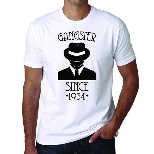 Gangster 1934 Mens Short Sleeve Round Neck T-Shirt 00125 - White / S - Casual