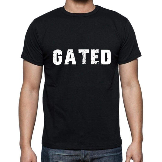Gated Mens Short Sleeve Round Neck T-Shirt 5 Letters Black Word 00006 - Casual