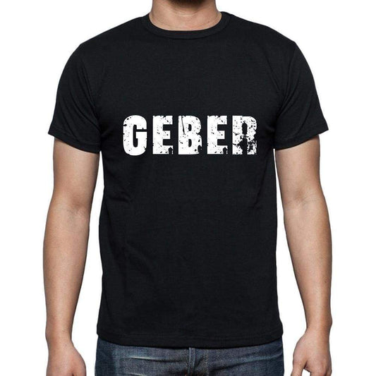 Geber Mens Short Sleeve Round Neck T-Shirt 5 Letters Black Word 00006 - Casual