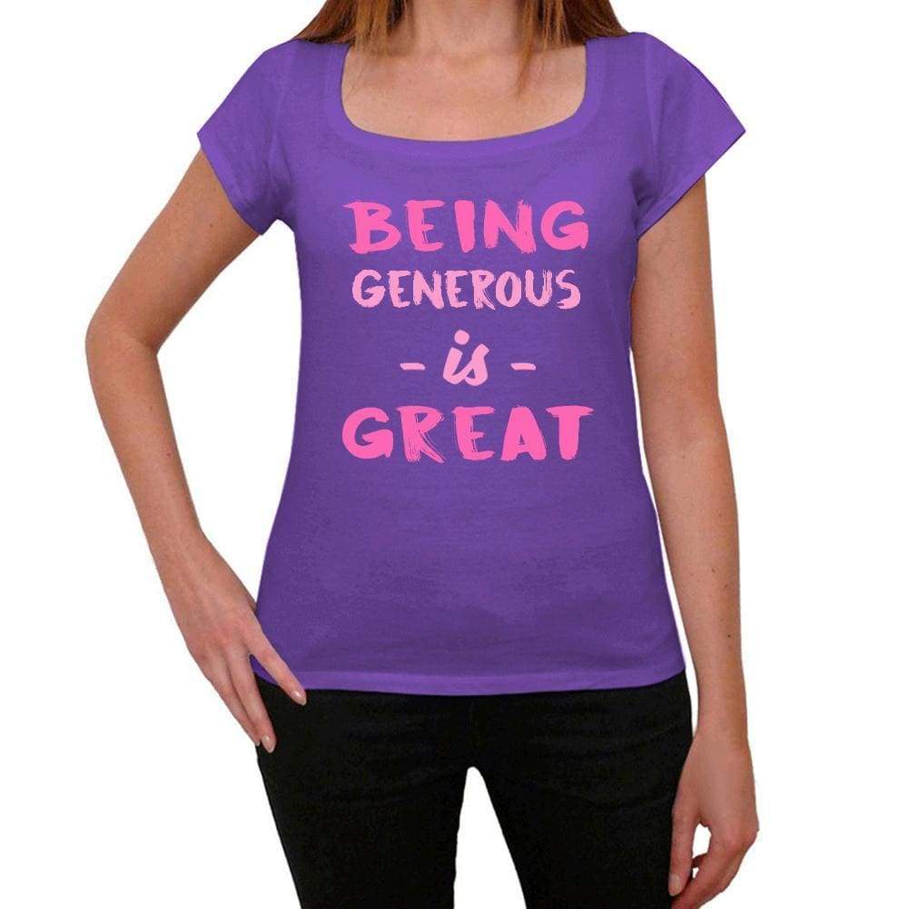 Generous Being Great Purple Womens Short Sleeve Round Neck T-Shirt Gift T-Shirt 00336 - Purple / Xs - Casual