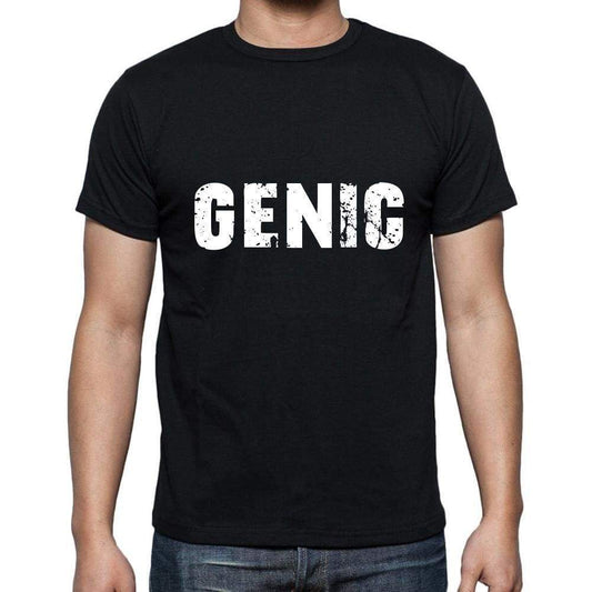 Genic Mens Short Sleeve Round Neck T-Shirt 5 Letters Black Word 00006 - Casual