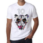 Geometric Tiger Number 10 White Mens Short Sleeve Round Neck T-Shirt 00282 - White / S - Casual