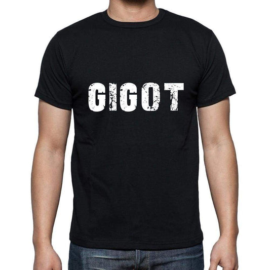 Gigot Mens Short Sleeve Round Neck T-Shirt 5 Letters Black Word 00006 - Casual