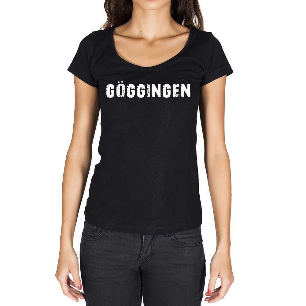 Göggingen German Cities Black Womens Short Sleeve Round Neck T-Shirt 00002 - Casual