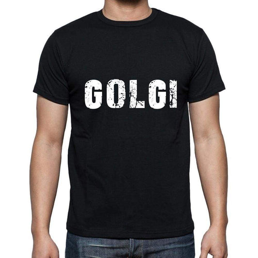 Golgi Mens Short Sleeve Round Neck T-Shirt 5 Letters Black Word 00006 - Casual