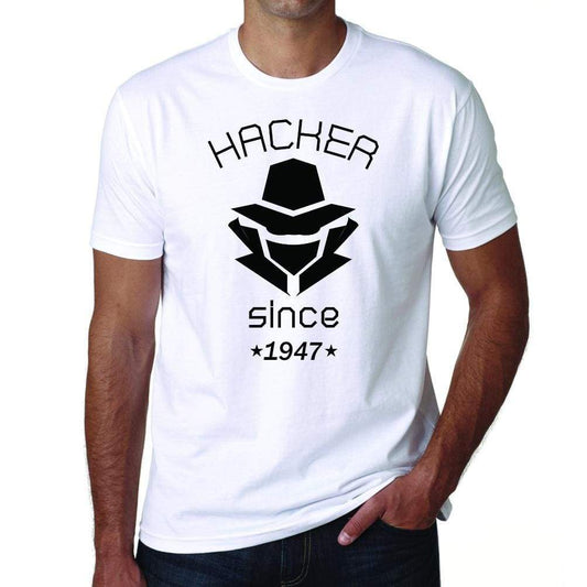 Hacker 1947 Mens Short Sleeve Round Neck T-Shirt 00087 - White / S - Casual
