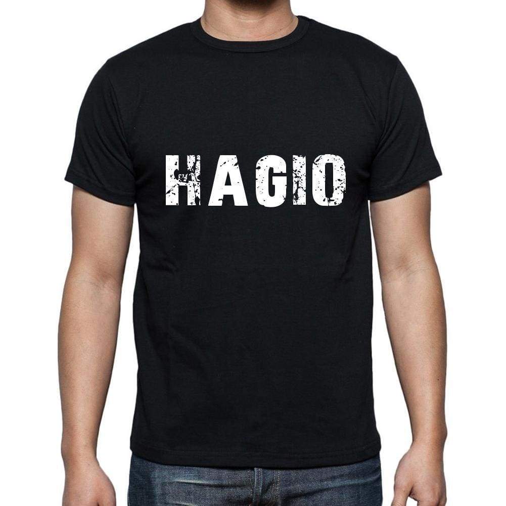 Hagio Mens Short Sleeve Round Neck T-Shirt 5 Letters Black Word 00006 - Casual