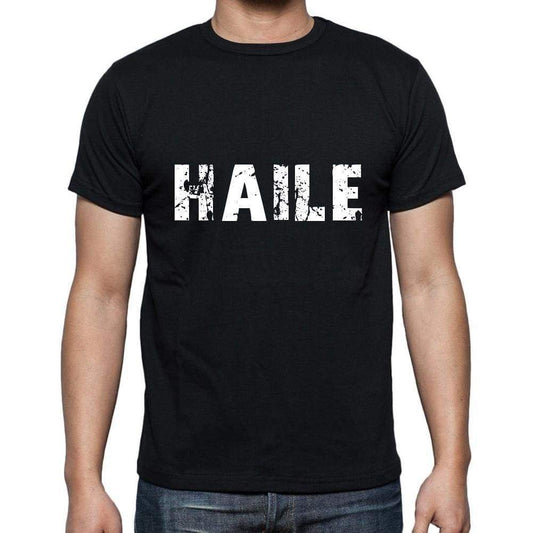 Haile Mens Short Sleeve Round Neck T-Shirt 5 Letters Black Word 00006 - Casual