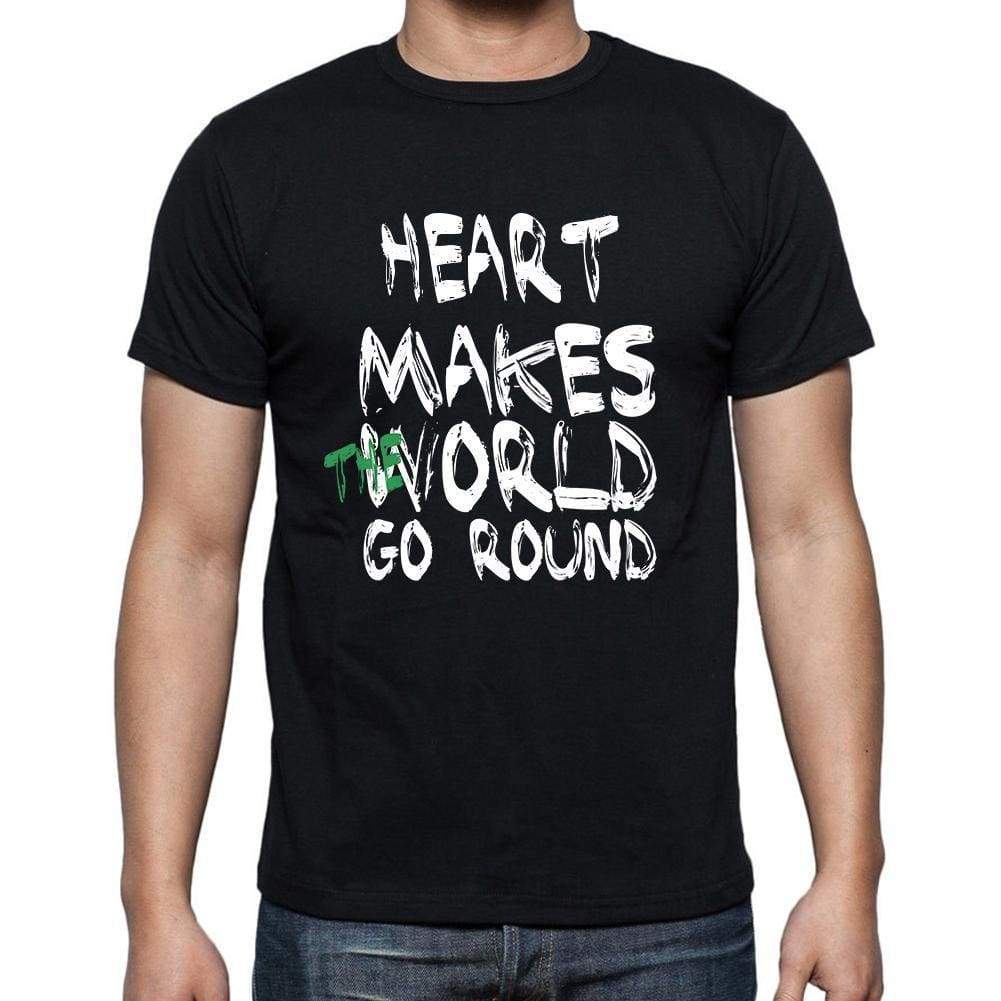 Heart World Goes Round Mens Short Sleeve Round Neck T-Shirt 00082 - Black / S - Casual