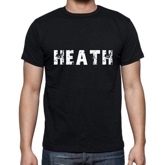 Heath Mens Short Sleeve Round Neck T-Shirt 5 Letters Black Word 00006 - Casual