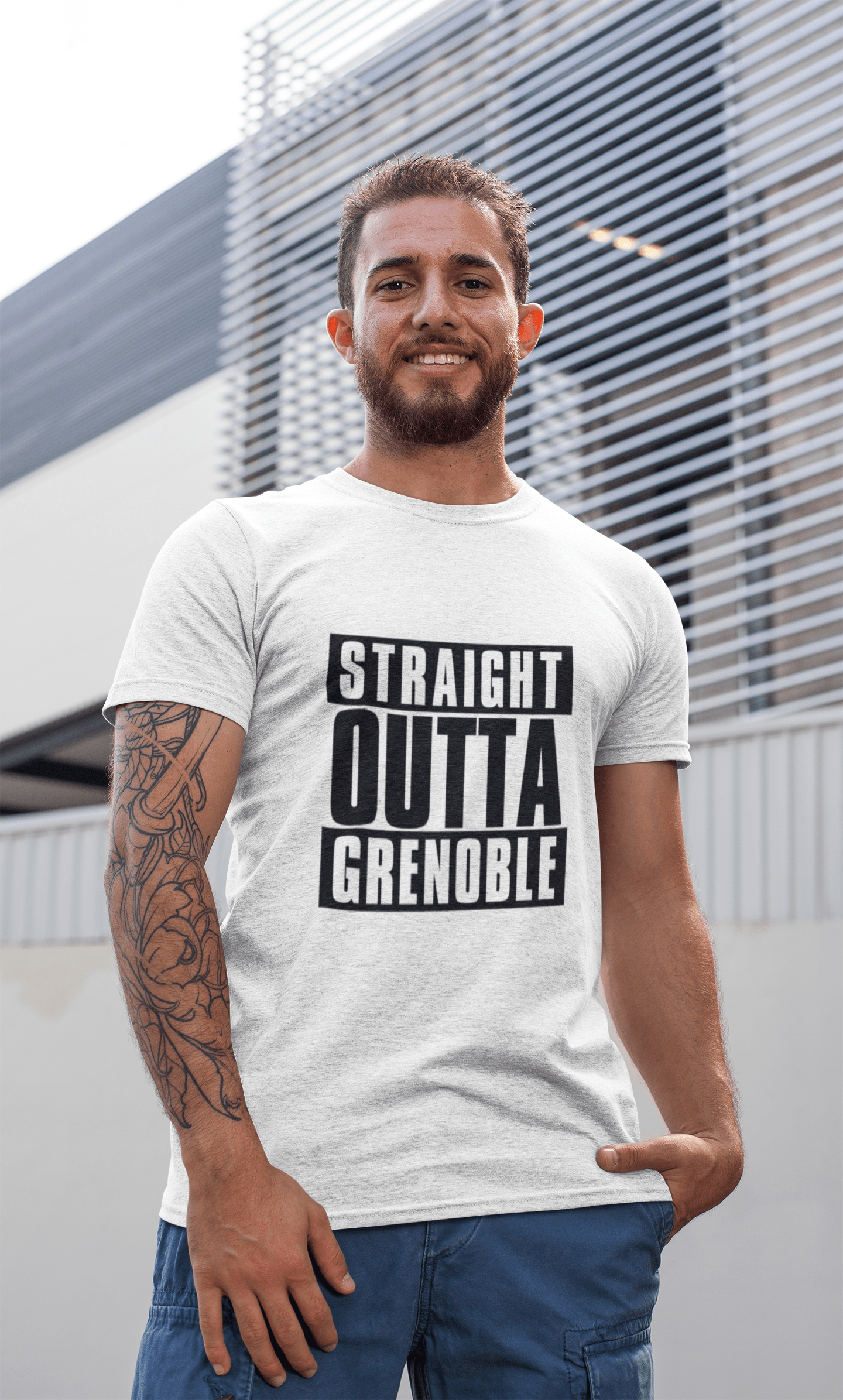 Straight Outta Grenoble, t Shirt Homme, t Shirt Straight Outta, Cadeau Homme