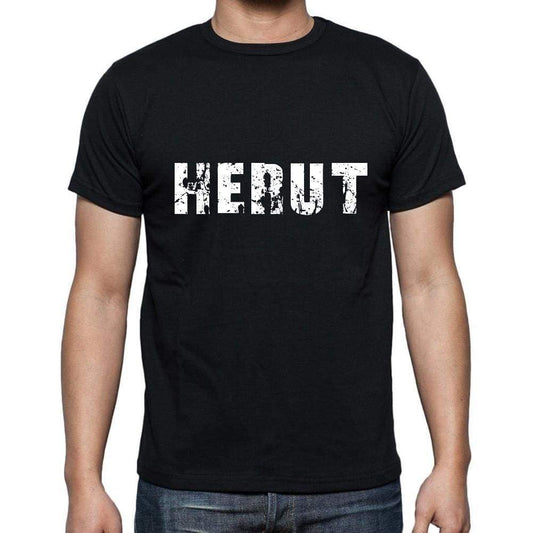 Herut Mens Short Sleeve Round Neck T-Shirt 5 Letters Black Word 00006 - Casual