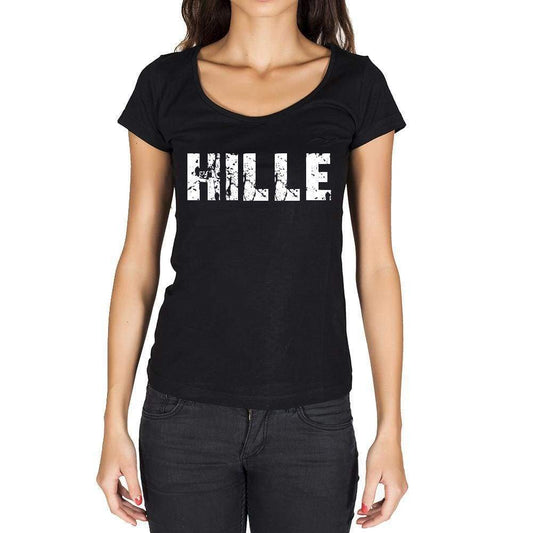 Hille German Cities Black Womens Short Sleeve Round Neck T-Shirt 00002 - Casual
