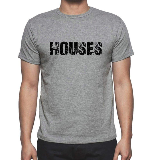 Houses Grey Mens Short Sleeve Round Neck T-Shirt 00018 - Grey / S - Casual